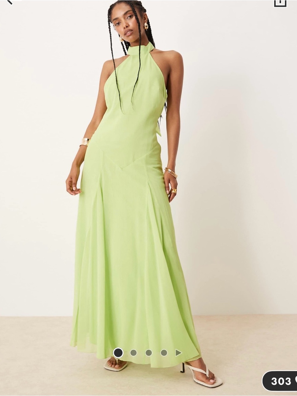 Halter Neck Maxi Dress in Lime Green